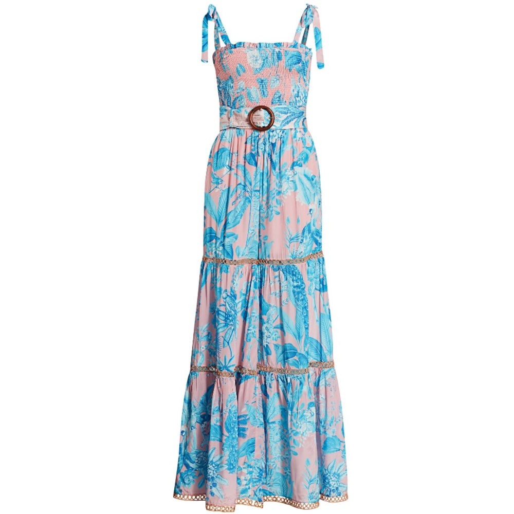 Hemant & Nandita Floral Smocked Belted Jumpsuit - Picture 2 of 5